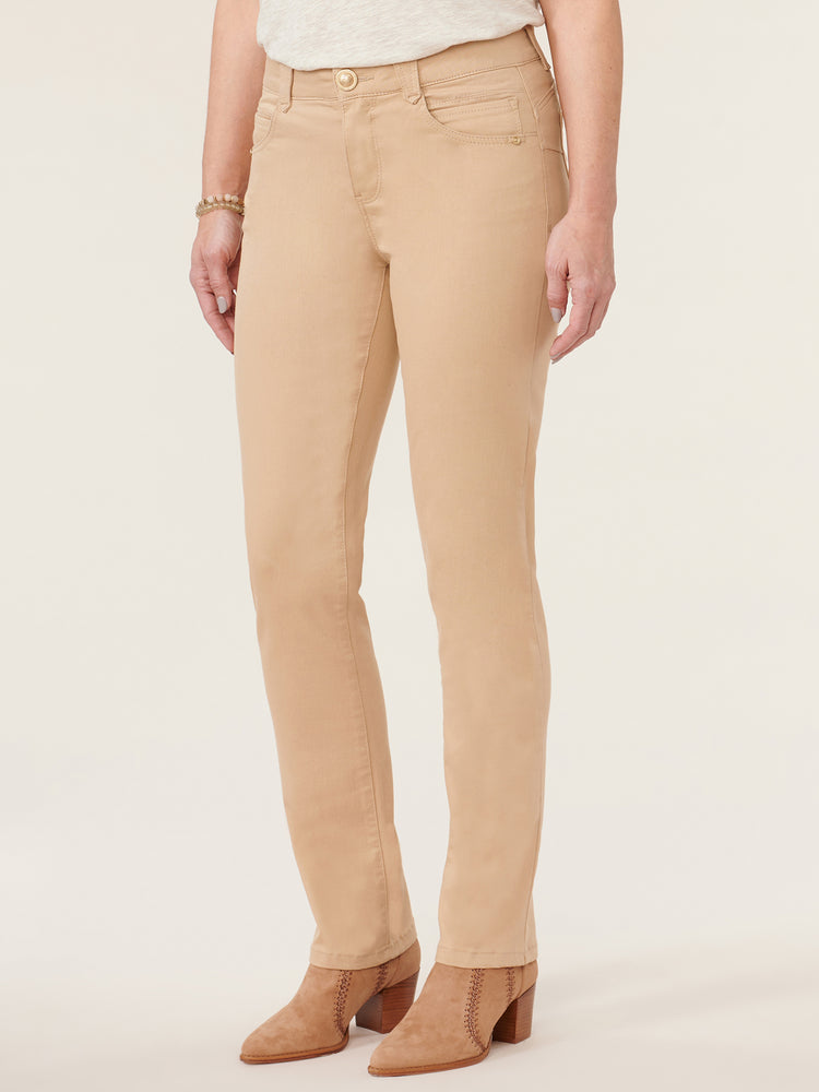 Petite “Ab"solution Colored Straight Leg Jeans Vintage Wheat
