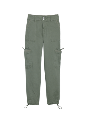 Dusty Olive "Ab"solution Skyrise Double Patch Pocket Drawstring Hem Chino Pant
