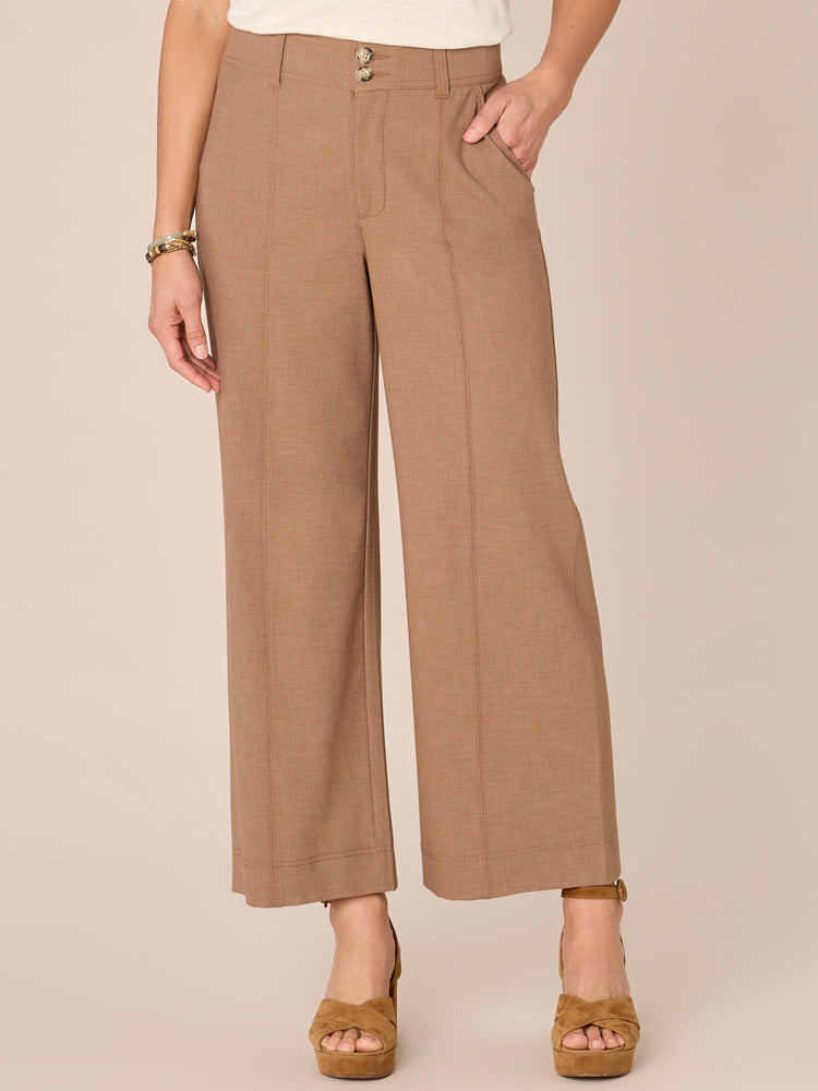 Toasted Coconut Absolution Skyrise Double Button Front Seam Wide Leg Petite Pant