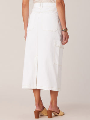 White Absolution Skyrise Angled Cargo V-Pocket Back Slit Skirt