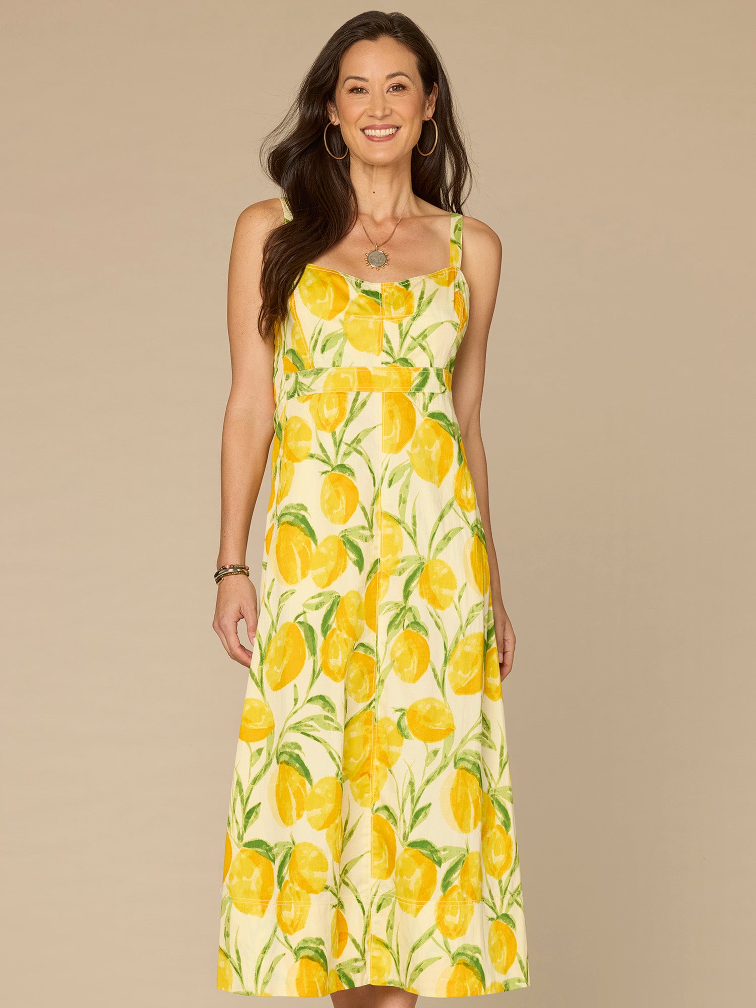 V-Neck Smocked Midi Lemon Printed Petite Woven Tank Dress with Pockets Democracy Clothing V-Neck Smocked Midi Lemon Printed Petite Woven Tank Dress with Pockets Democracy Clothing