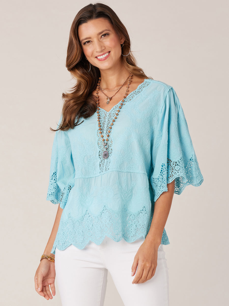 Women's Peplum Flutter Sleeve Top – Seamingly Smitten