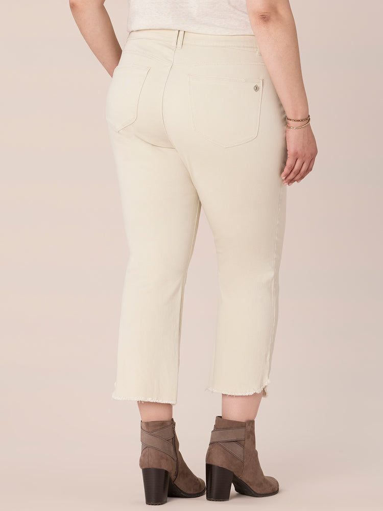 Stone Absolution High Rise Cropped Barely Boot Tulip Fray Hem Plus Size Bottoms