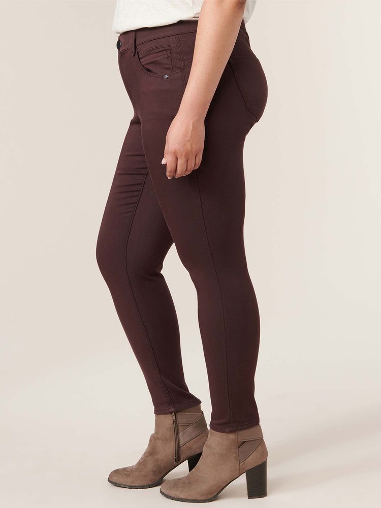 "Ab"solution Ankle Length Plus Size Colored Jegging Deep Burgundy