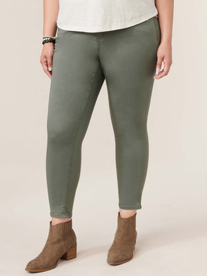 "Ab"solution Ankle Length Plus Size Colored Jegging Thyme Green