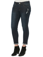 Absolution Lycra Spandex Ankle Skimmer Dark Indigo Vintage Denim  Distressed Ankle Cut Jeans 