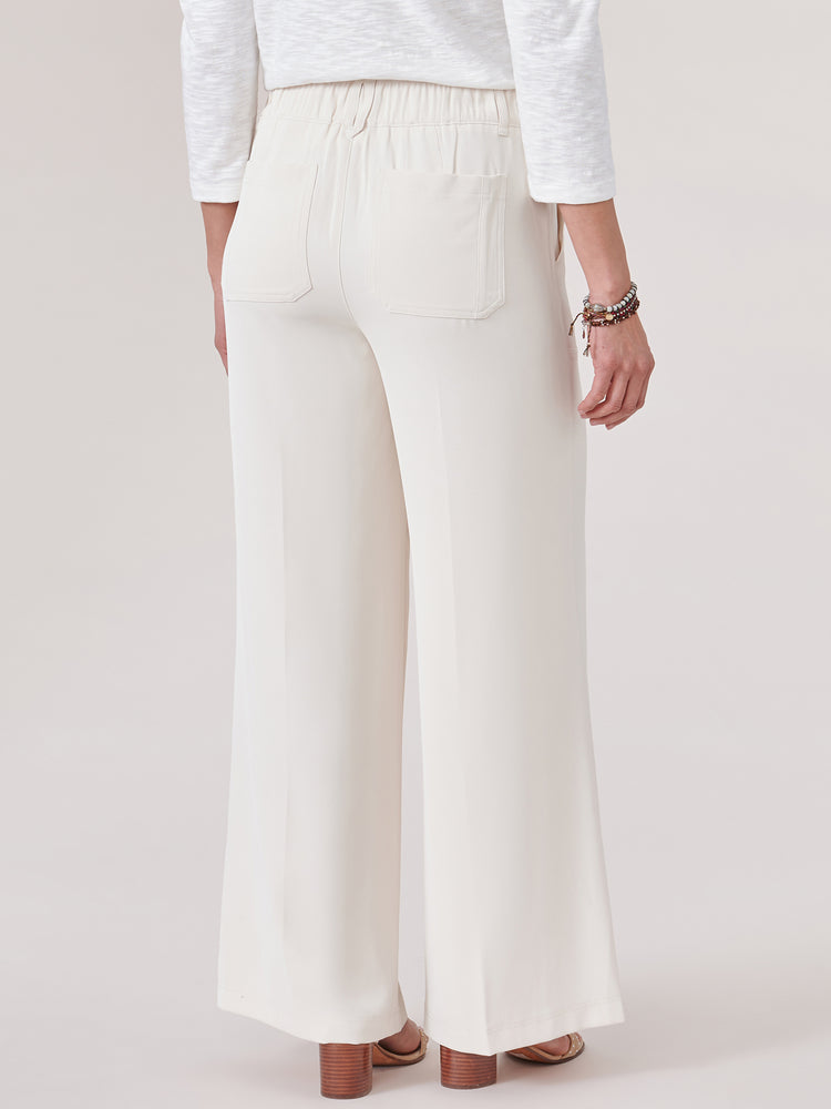 Blanched Almond "Ab"leisure High Rise Tie Waist  Wide Leg Utility Pants