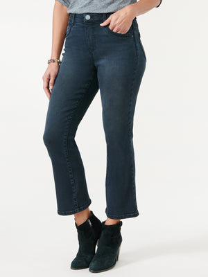 "Ab"solution Washed Black Denim High Rise Crop Barely Boot Plus Size Jeans 
