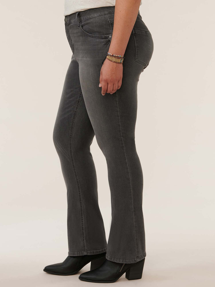 "Ab"solution Plus Size Grey Denim Itty Bitty Boot Jeans 