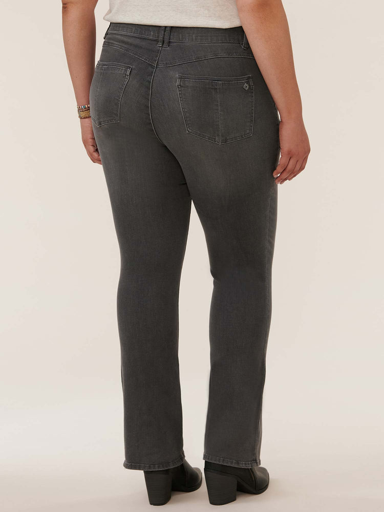 "Ab"solution Plus Size Grey Denim Itty Bitty Boot Jeans 