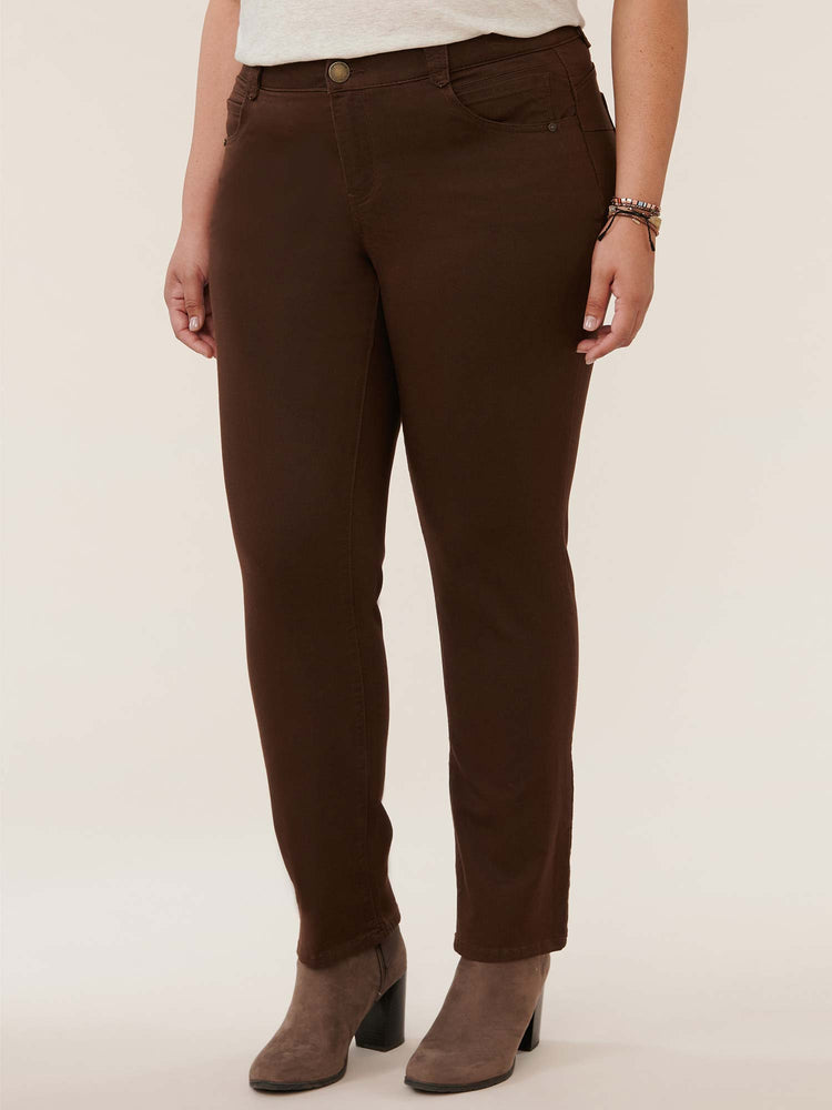 Absolution Booty Lift Plus Straight Leg Colored Stretch Jeans Cold Brew Brown