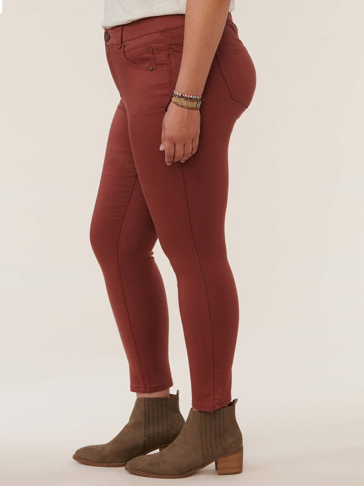 "Ab"solution Ankle Length Plus Size Colored Jegging Burnt Henna Copper