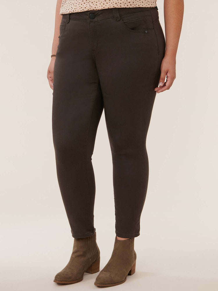 "Ab"solution Ankle Length Plus Size Colored Jegging Espresso