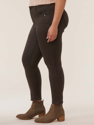 "Ab"solution Ankle Length Plus Size Colored Jegging Espresso