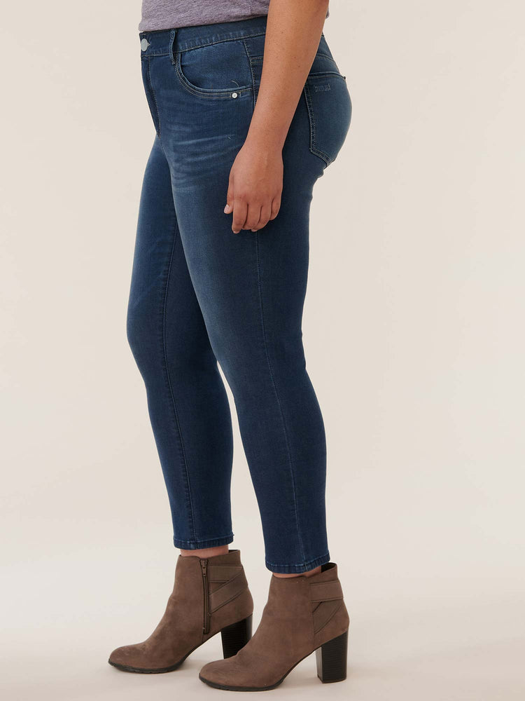 "Ab"solution Blue Artisanal Denim High Rise Ankle Length Skinny Jeans