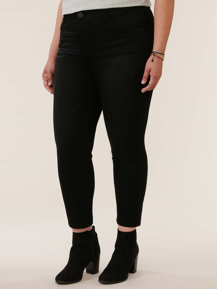 "Ab"solution Black Denim Plus Size High Rise Skinny Jeans 