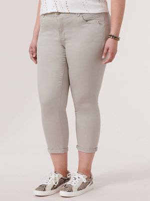 Flax Taupe "Ab"solution Colored Booty Lift Plus Size Ankle Skimmer Pants