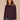 Heather Concord Grape Long Sleeve Double Band Crew Neck Asymmetrical Hem Mixed Media Petite Knit Top