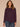 Heather Concord Grape Long Sleeve Double Band Crew Neck Asymmetrical Hem Mixed Media Petite Knit Top