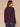 Heather Concord Grape Long Sleeve Double Band Crew Neck Asymmetrical Hem Mixed Media Petite Knit Top