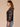 Black Multi Long Seamless Dolman Sleeve Crew Neck Shirttail Hem Abstract Floral Placement Print Petite Knit Top