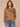Heather Umber Cold Brew Long Dolman Sleeve Boat Neck Scallop Contrast Seam Round Hem Floral Placement Print Stripe Texture Knit Top