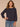 Heather Carbon Blue Long Ribbed Raglan Blouson Sleeve Scoop Neck Embroidered Detail Surplus Shirttail Hem Mixed Media Knit Top