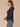 Heather Carbon Blue Long Ribbed Raglan Blouson Sleeve Scoop Neck Embroidered Detail Surplus Shirttail Hem Mixed Media Knit Top