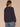 Heather Carbon Blue Long Ribbed Raglan Blouson Sleeve Scoop Neck Embroidered Detail Surplus Shirttail Hem Mixed Media Knit Top