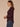 Heather Concord Grape Long Ribbed Raglan Blouson Sleeve Scoop Neck Embroidered Detail Surplus Shirttail Hem Mixed Media Knit Top

