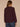 Heather Concord Grape Long Ribbed Raglan Blouson Sleeve Scoop Neck Embroidered Detail Surplus Shirttail Hem Mixed Media Knit Top
