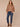 Heather Tobacco Three Quarter Dolman Origami Sleeve Scoop Neck Back Center Seam Rhinestone Detail Shirttail Hem Knit Top