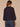 Heather Evening Blue Three Quarter Dolman Origami Sleeve Scoop Neck Back Center Seam Rhinestone Detail Shirttail Hem Knit Top
