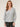 Heather Grey Long Blouson Sleeve V-Neck Mixed Media Knit Petite Top