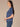 Ensign Blue Navy Dotted Ruched Elbow Puff Sleeve Scoop Neck Keyhole Back Surplus Hem Abstract Print Knit Top
