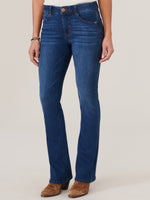 Blue Artisanal Denim Absolution High Rise Itty Bitty Boot Cascading Embroidered D Jeans