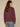 Pickled Beet Long Pleated Drop Shoulder Dolman Sleeve Crew Neck Abstract Beaded Sequined Embroidered Shoulder Detail Knit Sweatshirt