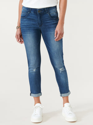 Absolution Blue Stretch Denim Ankle Skimmer distressed booty lift jeans