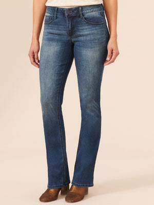 "Ab"solution Itty Bitty Boot Leg Petite Stretch Luxe Touch Premium Denim Blue Wash Jeans Bootcut Jean