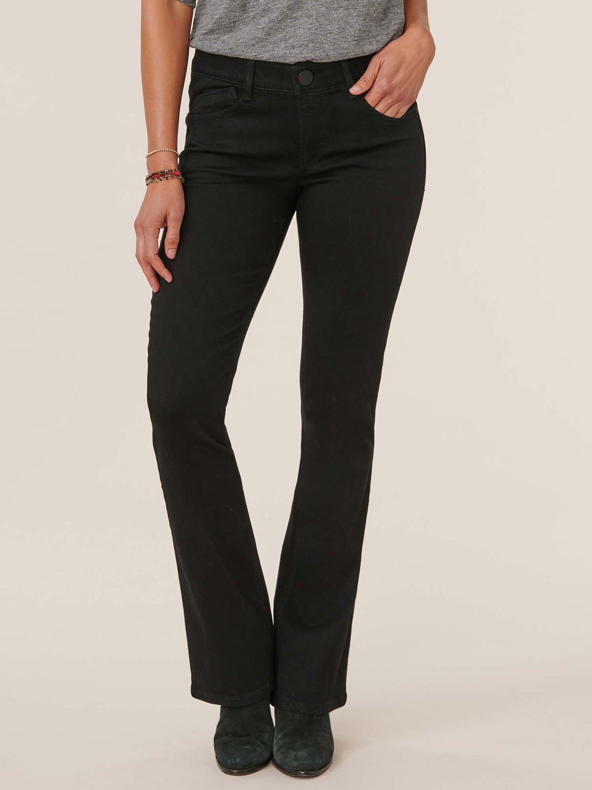 "Ab"solution® Black Denim Petite Itty Bitty Bootcut Jeans