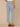 Light Blue Vintage Denim Absolution High Rise Sweetheart Shaped Back Yoke Six Pockets Finished Reverse Fray Scallop Cropped Hem Petite Itty Bitty Flare Jean