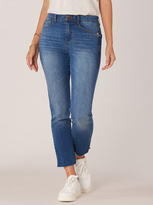 Blue Denim Absolution High Rise Vintage Skinny Raw String Hem Jeans