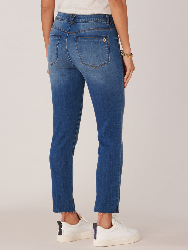 Blue Denim Absolution High Rise Vintage Skinny Raw String Hem Jeans