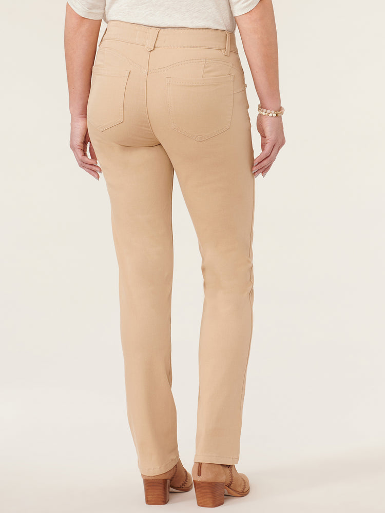 
            
                Load image into Gallery viewer, Petite “Ab&amp;quot;solution Colored Straight Leg Jeans Vintage Wheat
            
        