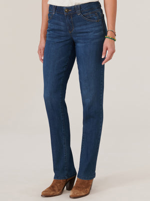 
            
                Load image into Gallery viewer, &amp;quot;Ab&amp;quot;solution Premium Stretch Denim Straight Leg Jeans Indigo Denim Booty Lift
            
        