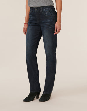 
            
                Load image into Gallery viewer, &amp;quot;Ab&amp;quot;solution Dark Indigo Artisanal Denim Petite Straight Leg Jeans
            
        