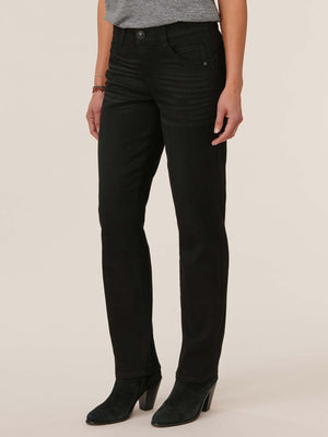 
            
                Load image into Gallery viewer, Absolution stretch denim black straight leg jeans with whiskering
            
        