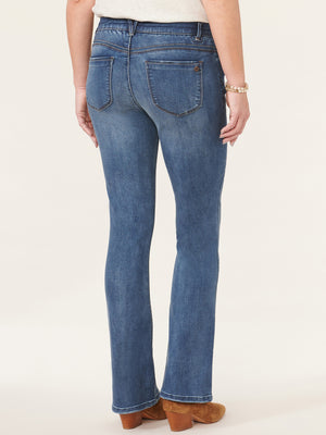 
            
                Load image into Gallery viewer, &amp;quot;Ab&amp;quot;solution High Rise Blue Artisanal Denim Itty Bitty Boot Bootcut Jean
            
        