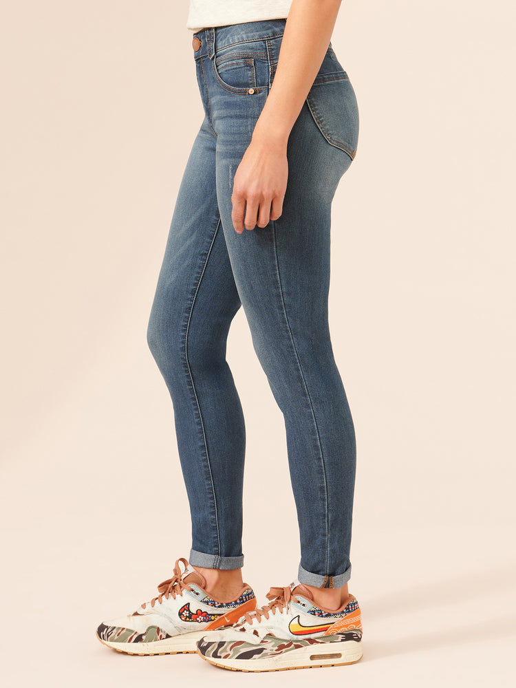 "Ab"solution Cuffed Stretch Dark Indigo Denim Ankle Skimmer Skinny Ankle Length Jeggings Jeans