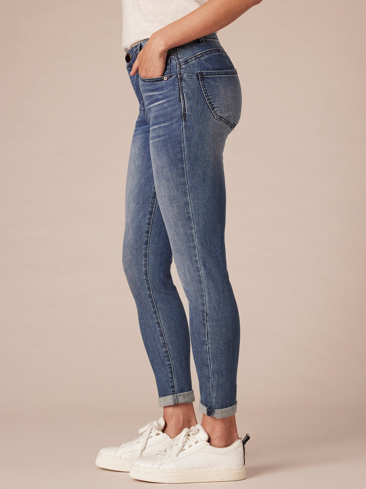 "Ab"solution Sustainable Blue Denim Booty Lift Ankle Skimmer